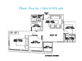 FloorPlan for 1 Bhk 0f 878 sqft