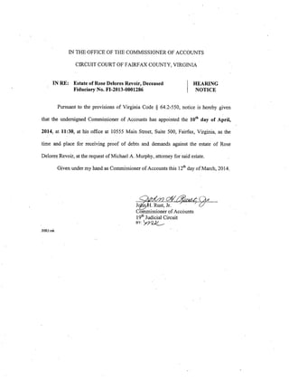Rose Delores Revoir Hearing Notice