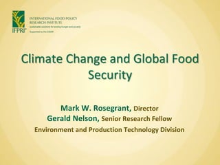 Climate Change and Global Food Security Mark W. Rosegrant, Director Gerald Nelson,Senior Research Fellow Environment and Production Technology Division 