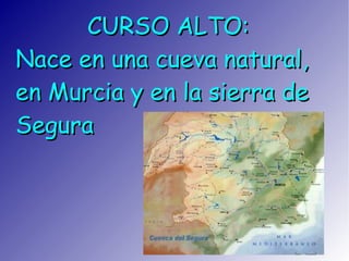 CURSO ALTO:
Nace en una cueva natural,
en Murcia y en la sierra de
Segura
 