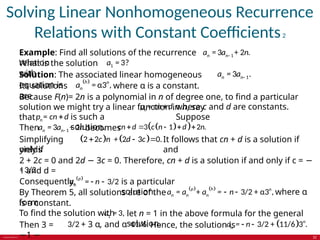 Advanced Counting Techniques: Recurrence Relations and Applications | PPTX