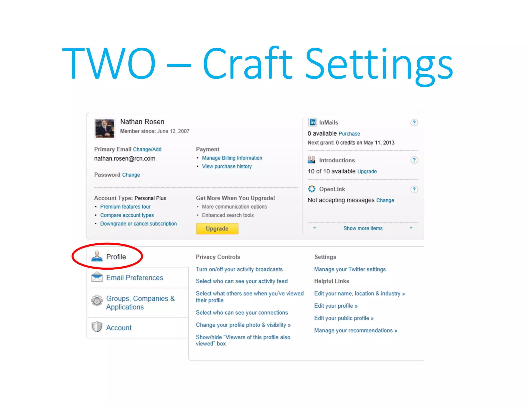 TWOTWOTWOTWO –––– Craft SettingsCraft SettingsCraft SettingsCraft Settings
 