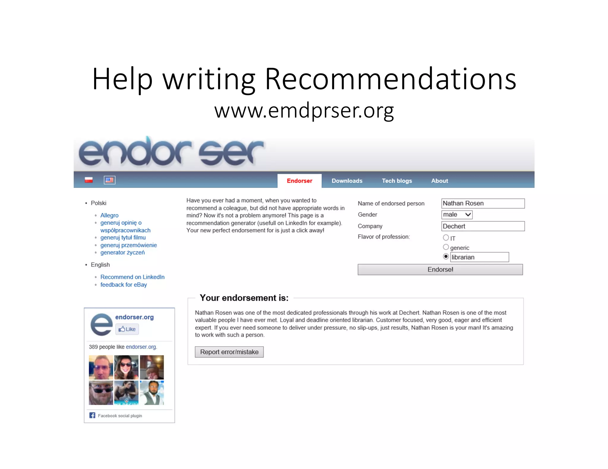 Help writing Recommendations
www.emdprser.org
 