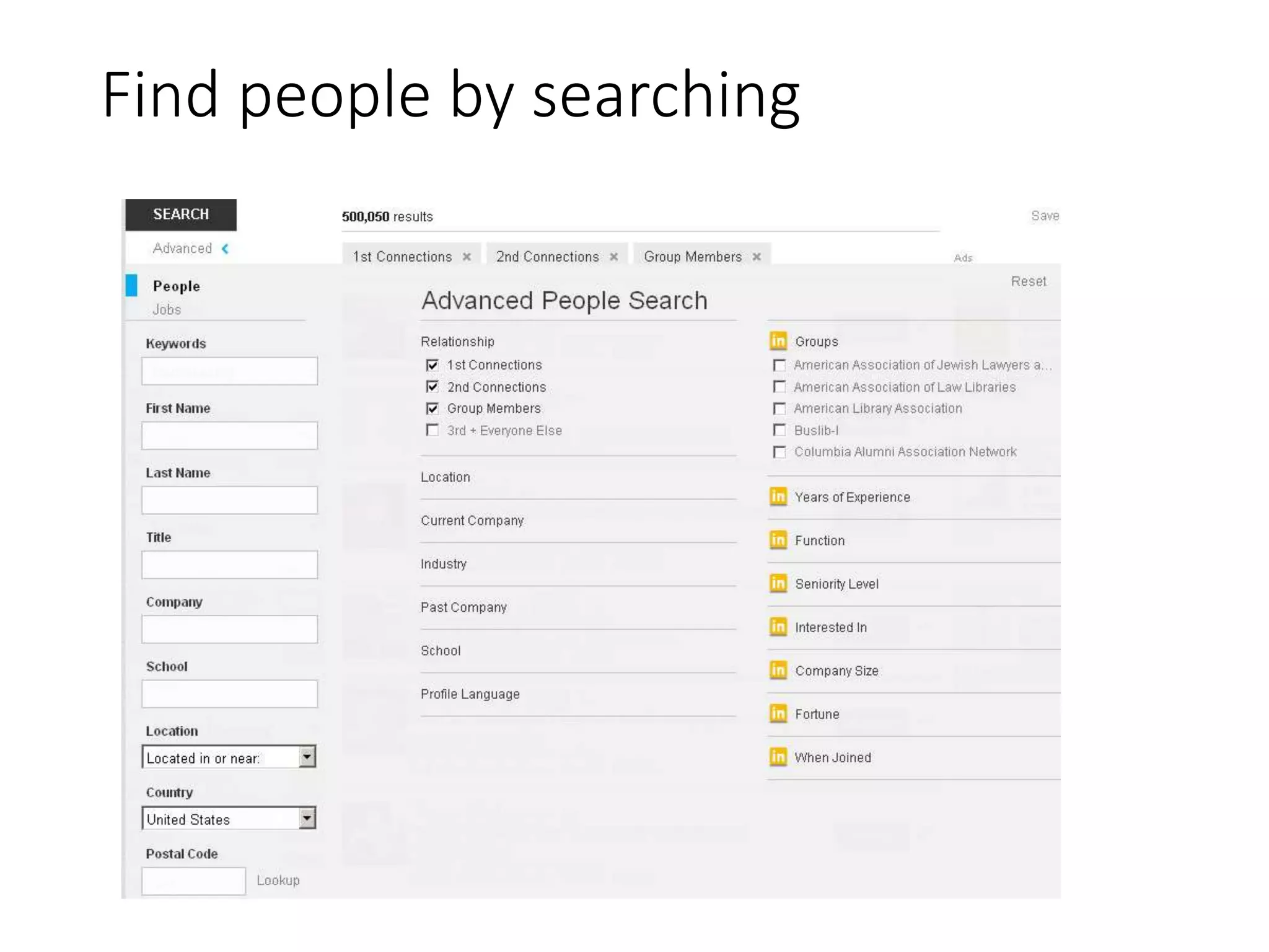 Find people by searching
 