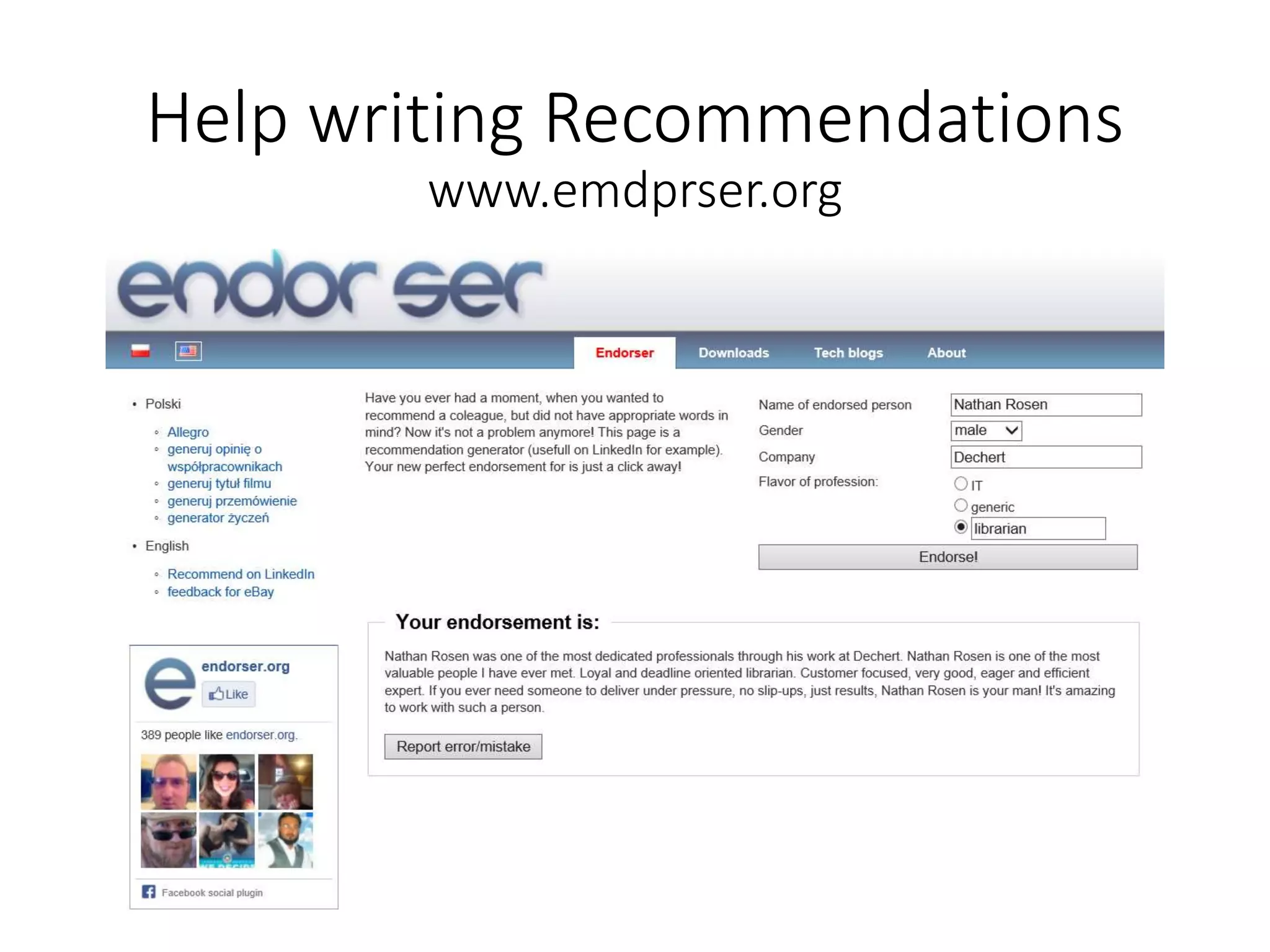Help writing Recommendations
www.emdprser.org
 