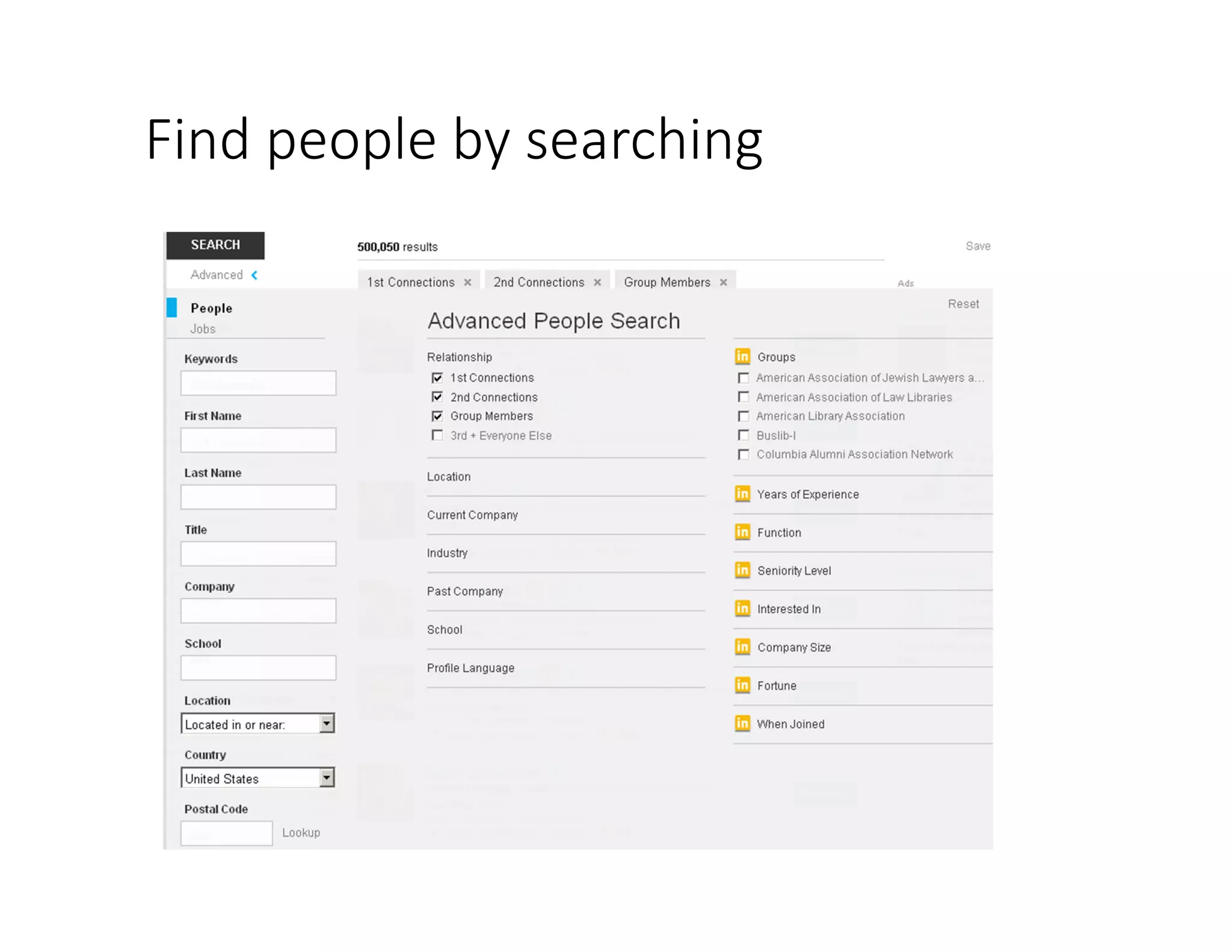 Find people by searching
 
