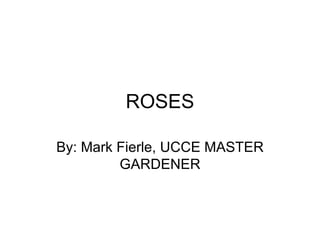 ROSES By: Mark Fierle, UCCE MASTER GARDENER 