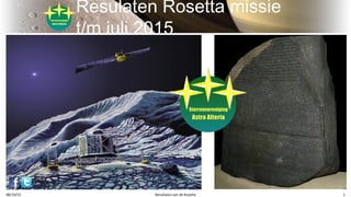 Resulaten Rosetta missie
t/m juli 2015
08/19/15 Resultaten van de Rosetta 1
 