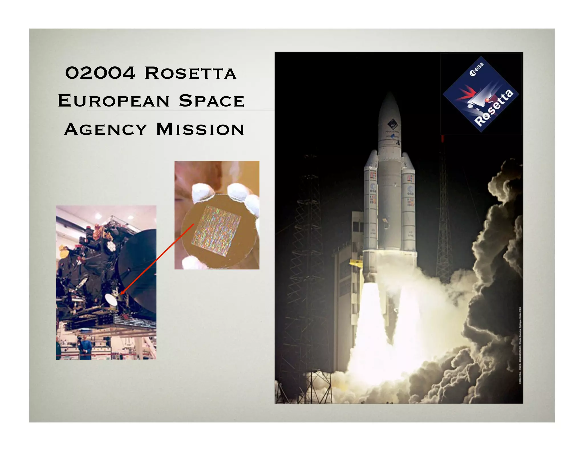 02004 Rosetta
European Space
Agency Mission
 
