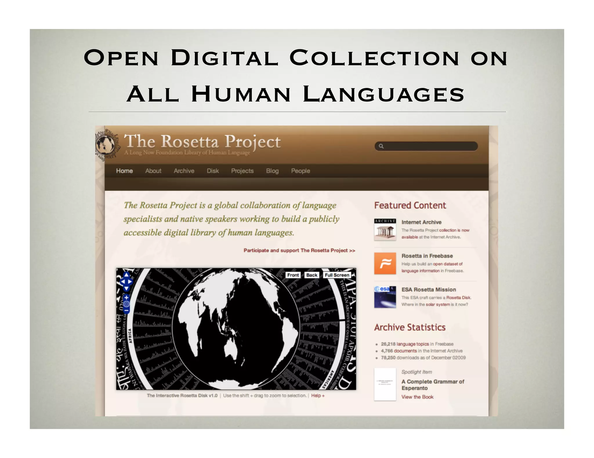 Open Digital Collection on
  All Human Languages
 