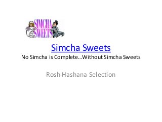 Simcha Sweets
No Simcha is Complete…Without Simcha Sweets
Rosh Hashana Selection
 
