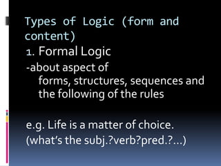 Logical Form Example A Powerpoint on Logic | PPTX