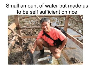 Small amount of water but made us to be self sufficient on rice 