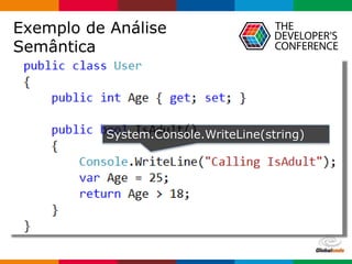 Globalcode – Open4education
Exemplo de Análise
Semântica
System.Console.WriteLine(string)
 