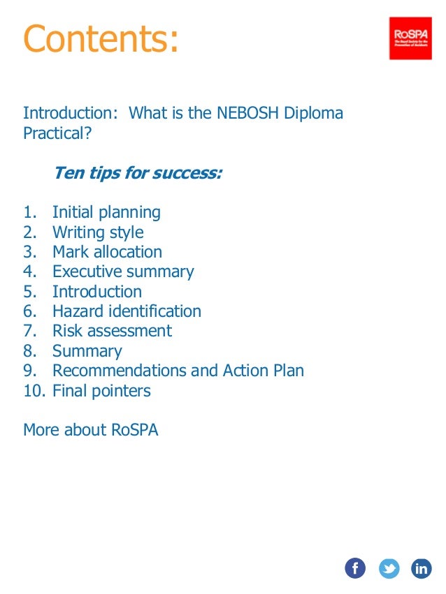 College application report writing nebosh practical