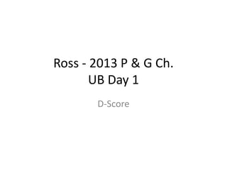 Ross - 2013 P & G Ch.
UB Day 1
D-Score
 