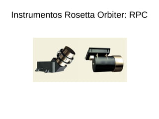 Instrumentos Rosetta Orbiter: RSI
● Radio Science Investigation: Mudança de
frequência nos sinais de rádio da espaçonave
s...