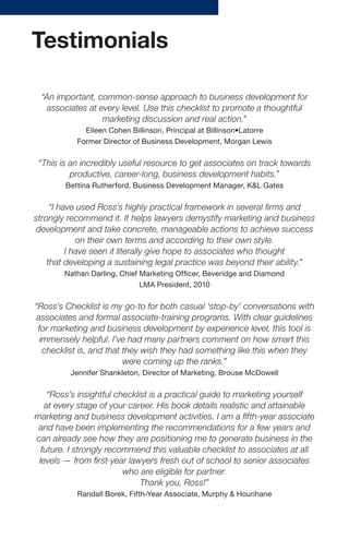 Ross Fishman's “The Ultimate Law Firm Associate’s Marketing Checklist ...