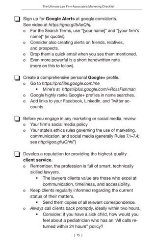 Ross Fishman's “The Ultimate Law Firm Associate’s Marketing Checklist ...