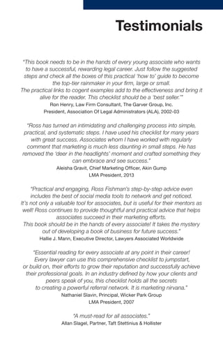 Ross Fishman's “The Ultimate Law Firm Associate’s Marketing Checklist ...