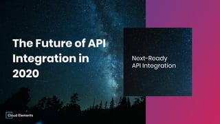 Next-Ready
API Integration
The Future of API
Integration in
2020
 