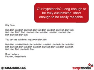 @ROSSHUDGENS
Our hypothesis? Long enough to
be truly customized, short
enough to be easily readable.
 