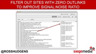 FILTER OUT SITES WITH ZERO OUTLINKS
TO IMPROVE SIGNAL:NOISE RATIO
@ROSSHUDGENS
 