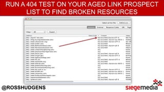 @ROSSHUDGENS
RUN A 404 TEST ON YOUR AGED LINK PROSPECT
LIST TO FIND BROKEN RESOURCES
 
