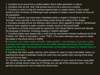 Stuart Reed Cymatics Rosslyn chapel music_tours | PPTX