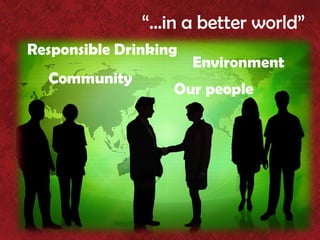 “…in a better world”
Responsible Drinking
                       Environment
  Community
                   Our people
 