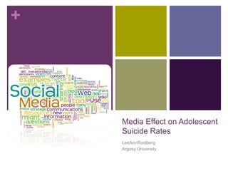 Media Effect on Adolescent Suicide Rates LeeAnnRostberg Argosy University 