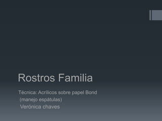 Rostros Familia
Técnica: Acrílicos sobre papel Bond
(manejo espátulas)
Verónica chaves
 