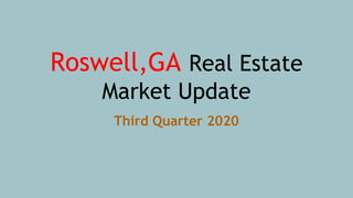 Roswell,GA Real Estate
Market Update
Third Quarter 2020
 