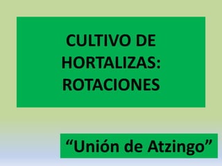 CULTIVO DE
HORTALIZAS:
ROTACIONES


“Unión de Atzingo”
 