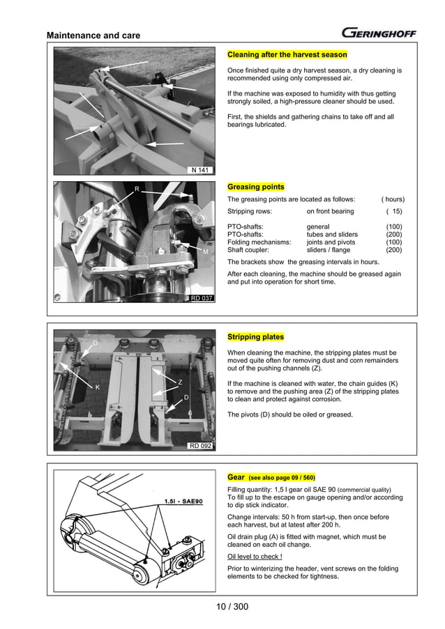 Geringhoff operating instructions Rota disc 2003 PDF