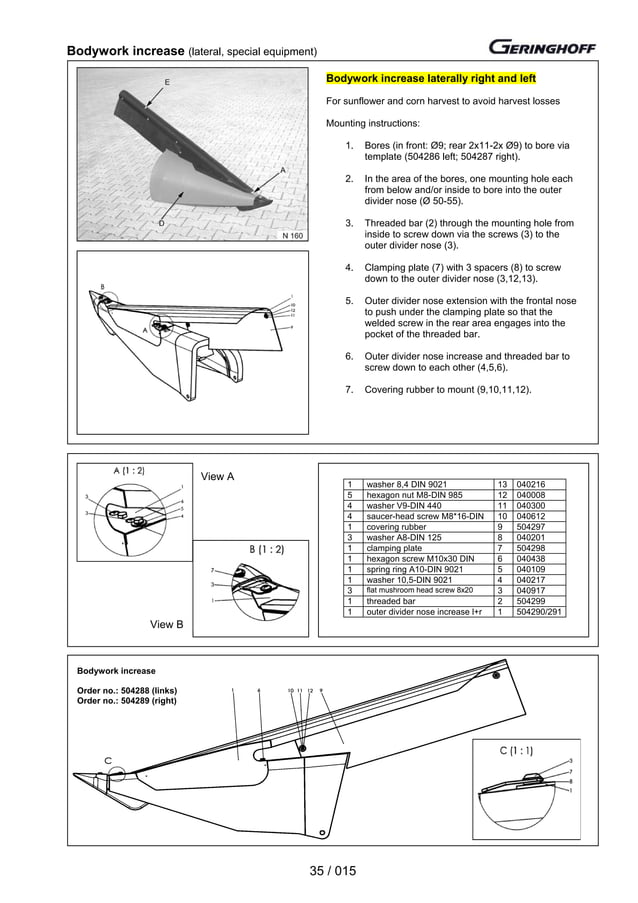 Geringhoff operating instructions Rota disc 2003 PDF