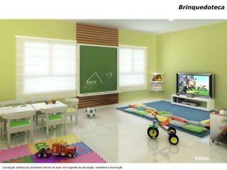 Brinquedoteca




Concepção artística dos ambientes internos de lazer com sugestão de decoração, mobiliários e iluminação
 