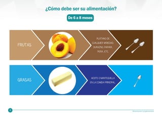 17 Alimentación Complementaria
¿Cómo debe ser su alimentación?
De 6 a 8 meses
 