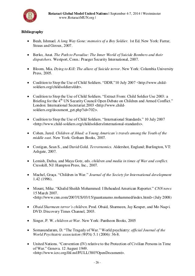 Rotaract Global Model United Nations 2014 Peacbuilding Commision Stud