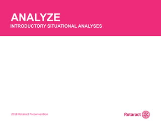2018 Rotaract Preconvention
ANALYZE
INTRODUCTORY SITUATIONAL ANALYSES
 