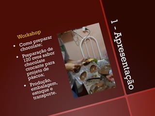 1-A
          o   p
  Wo rksh            ar
              repar
       mo p te;




                             pres
      o
•  Chocola            e
    c           ç ão dor
        e para s sab
  •  Pr20 ovo te




                                  en
      1 cola            a
       cho ante par
        croc eto de




                                tação
         proj oa;
         pásc         ,
                uçãoem,
          Prmd alag e
      • eob
                    e
              toqu orte.
           es sp
            tran
 