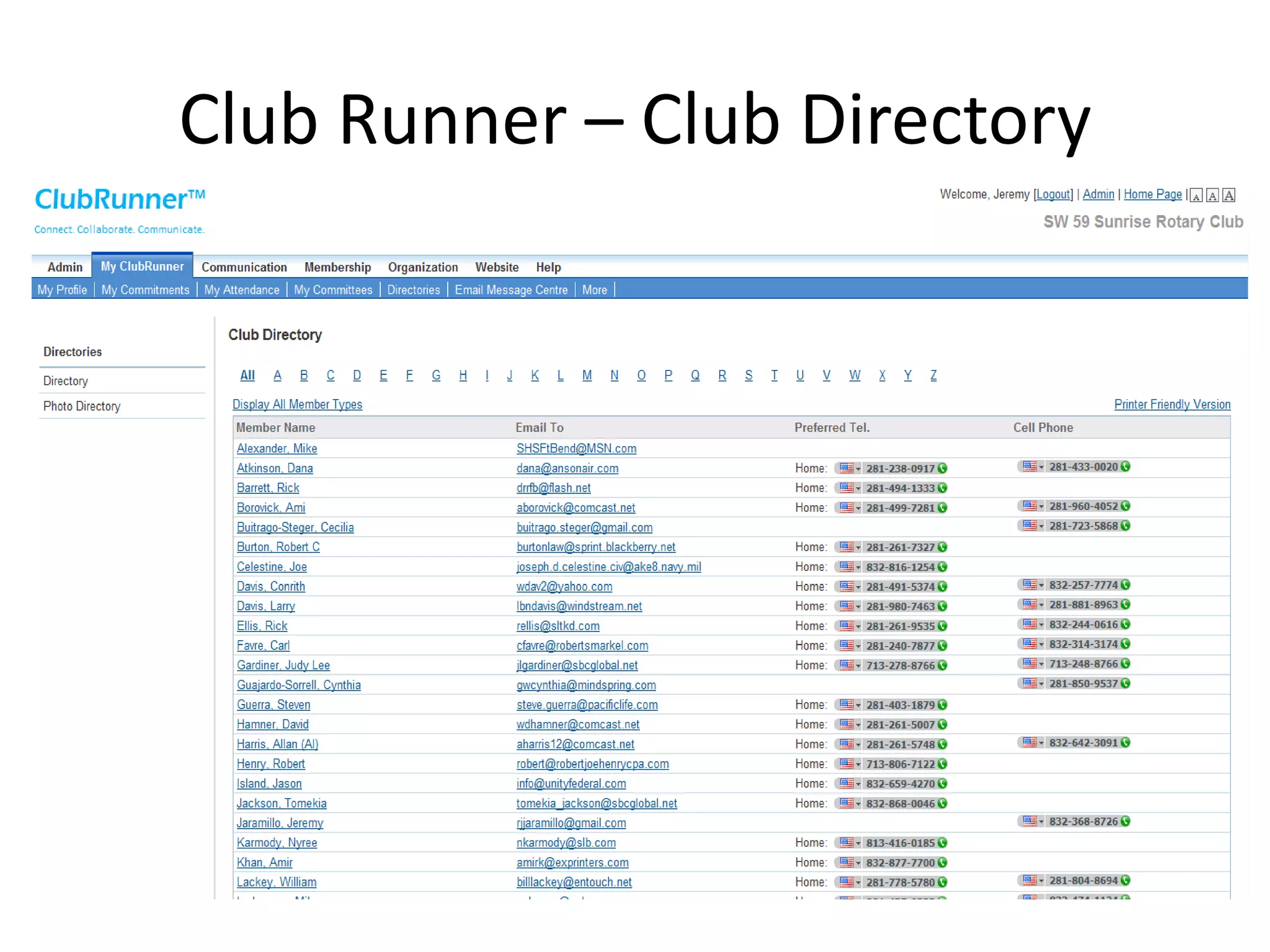 Club Runner – Club Directory
