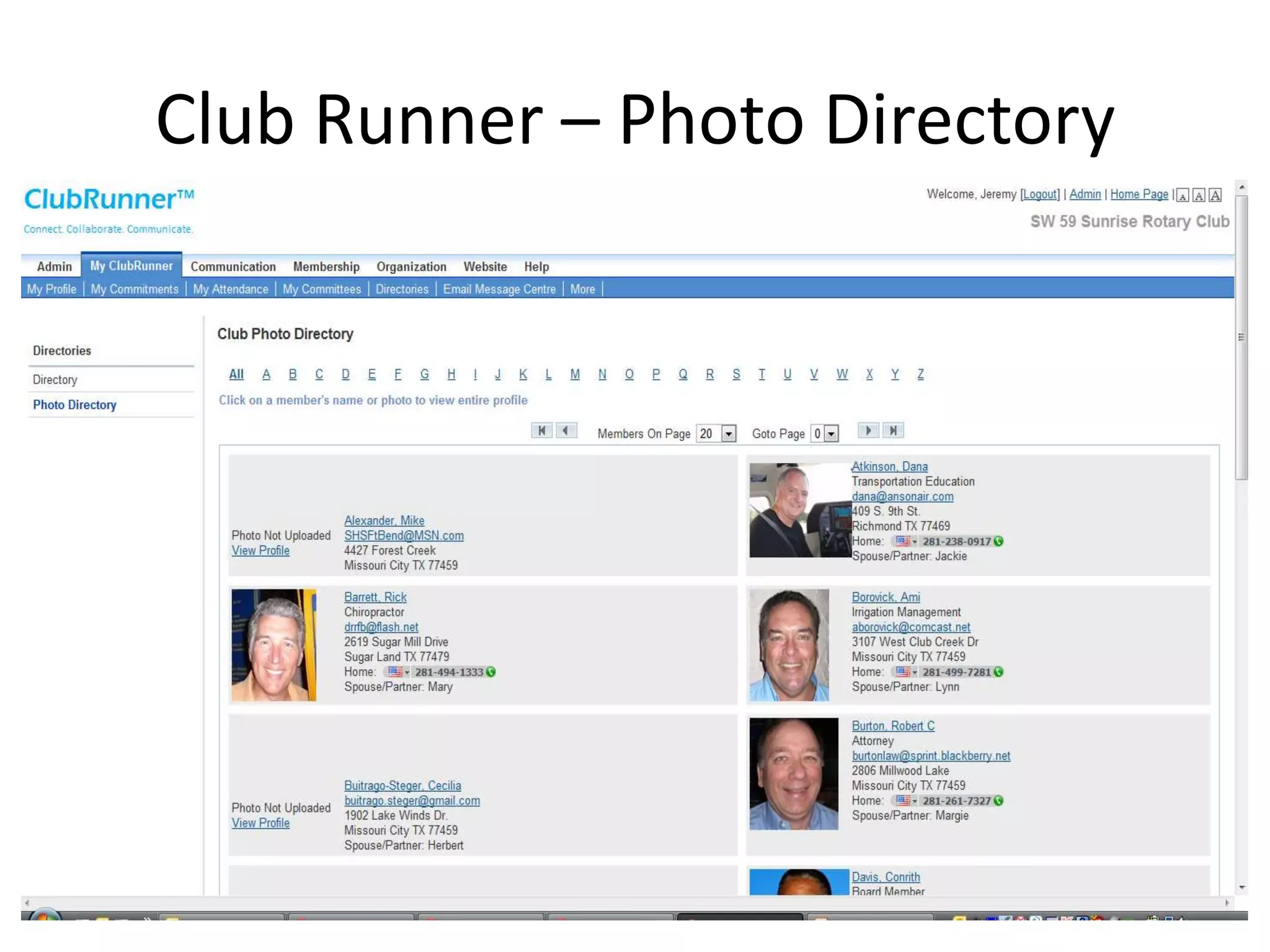 Club Runner – Photo Directory