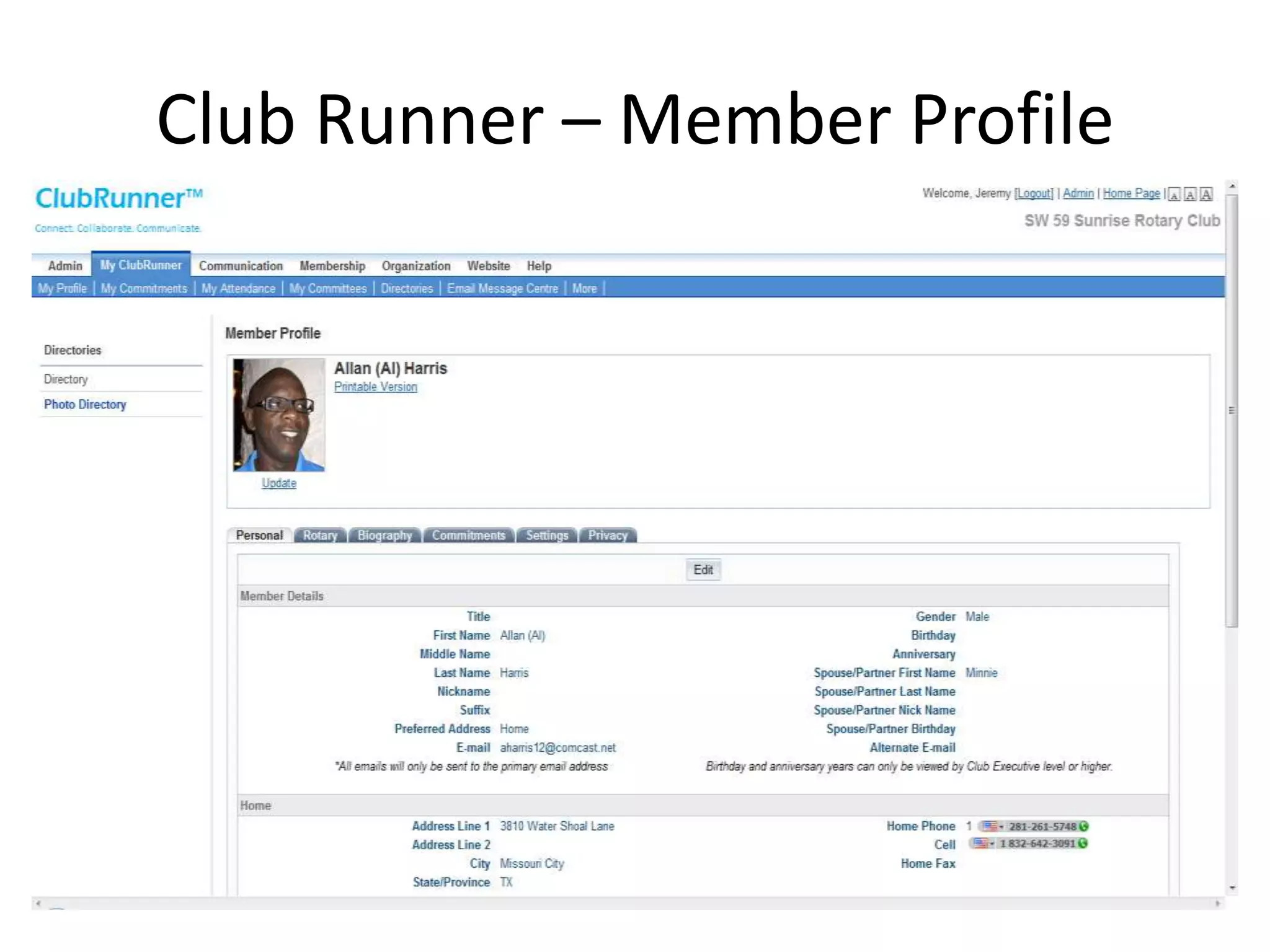 Club Runner – Member Profile