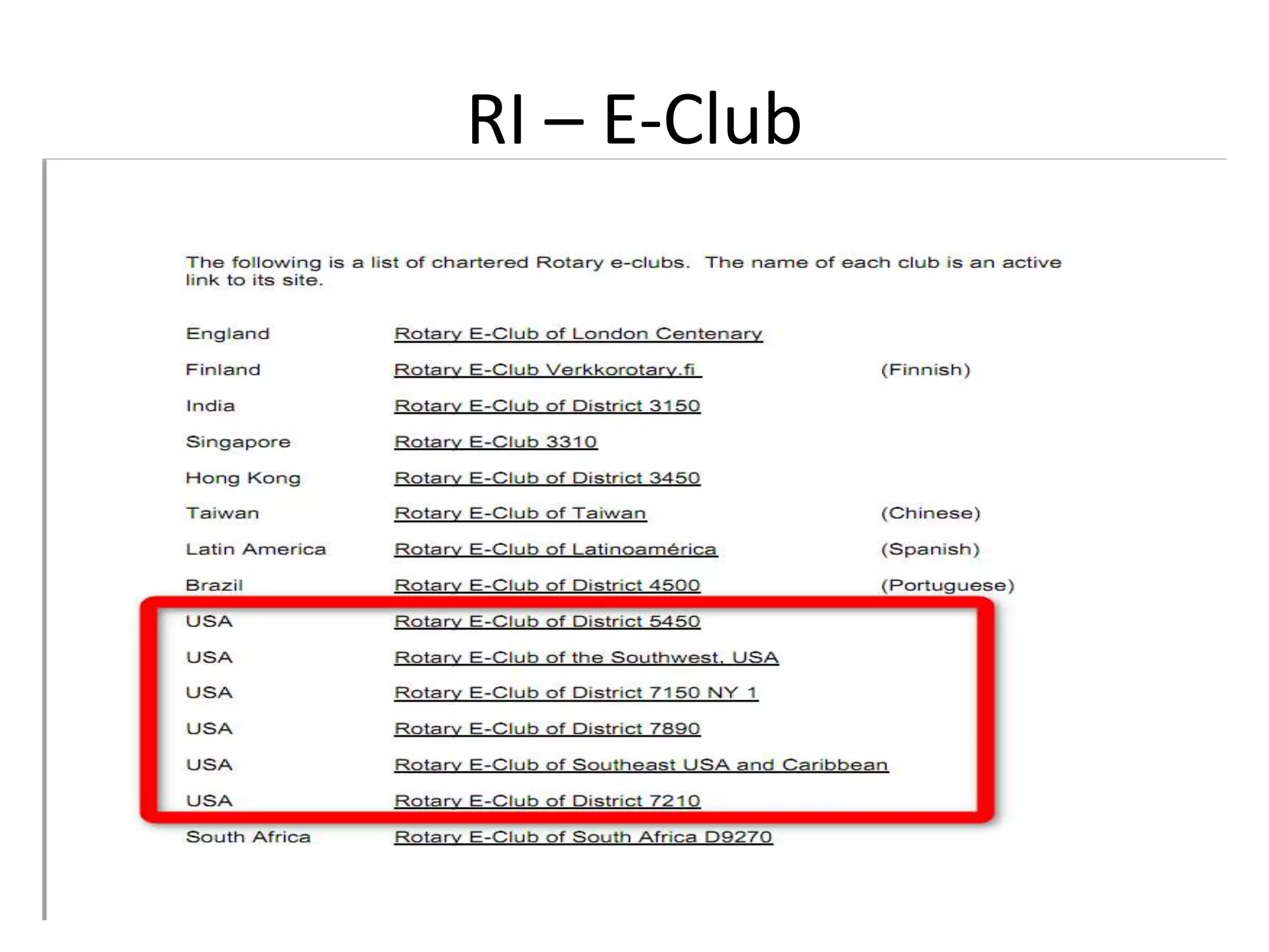 RI – E-Club