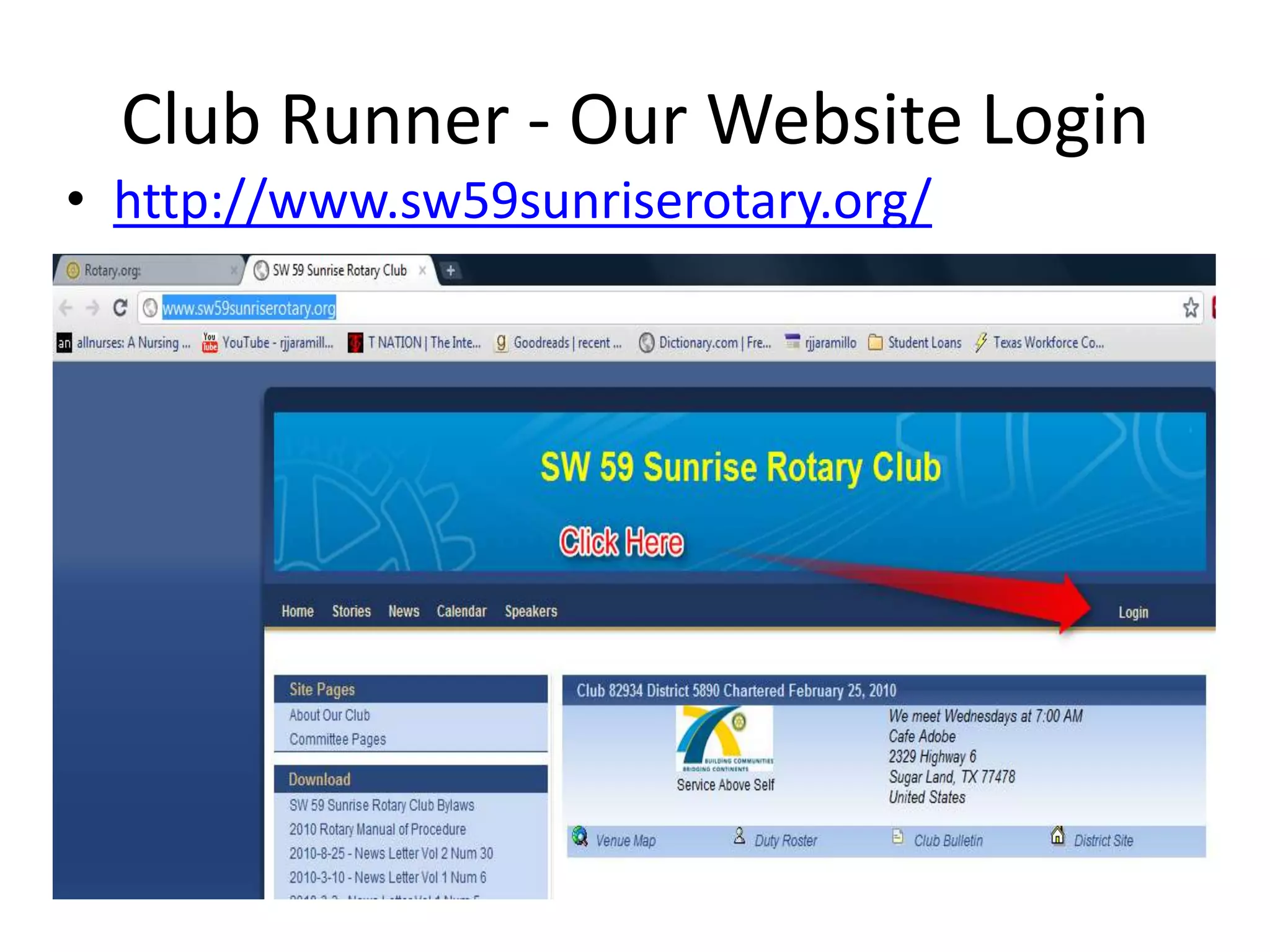 Club Runner - Our Website Loginhttp://www.sw59sunriserotary.org/