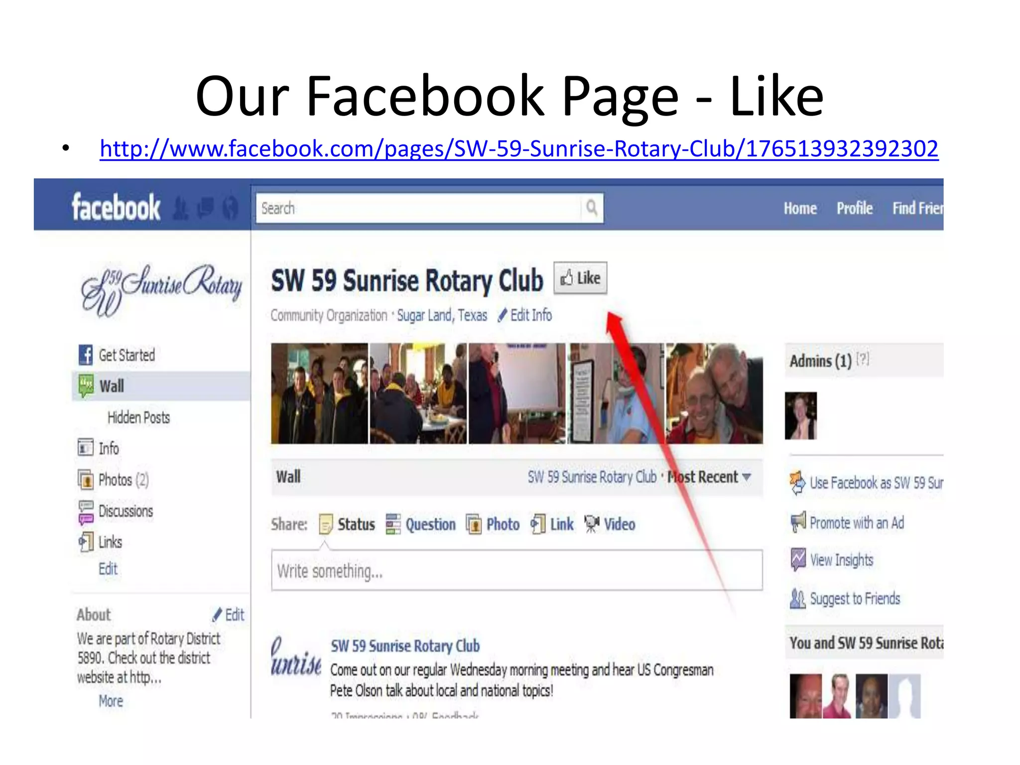 Our Facebook Page - Likehttp://www.facebook.com/pages/SW-59-Sunrise-Rotary-Club/176513932392302
