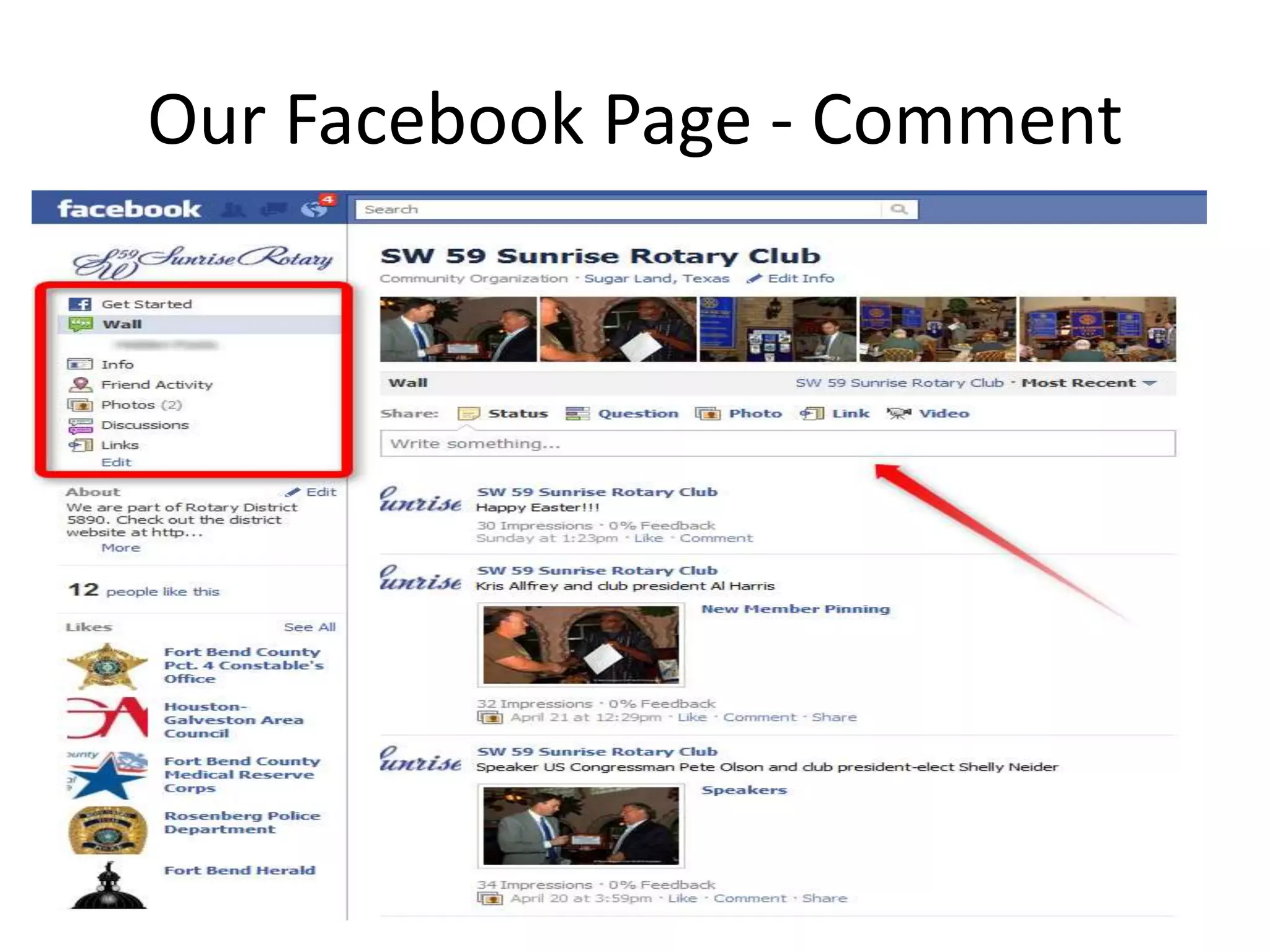 Our Facebook Page - Comment