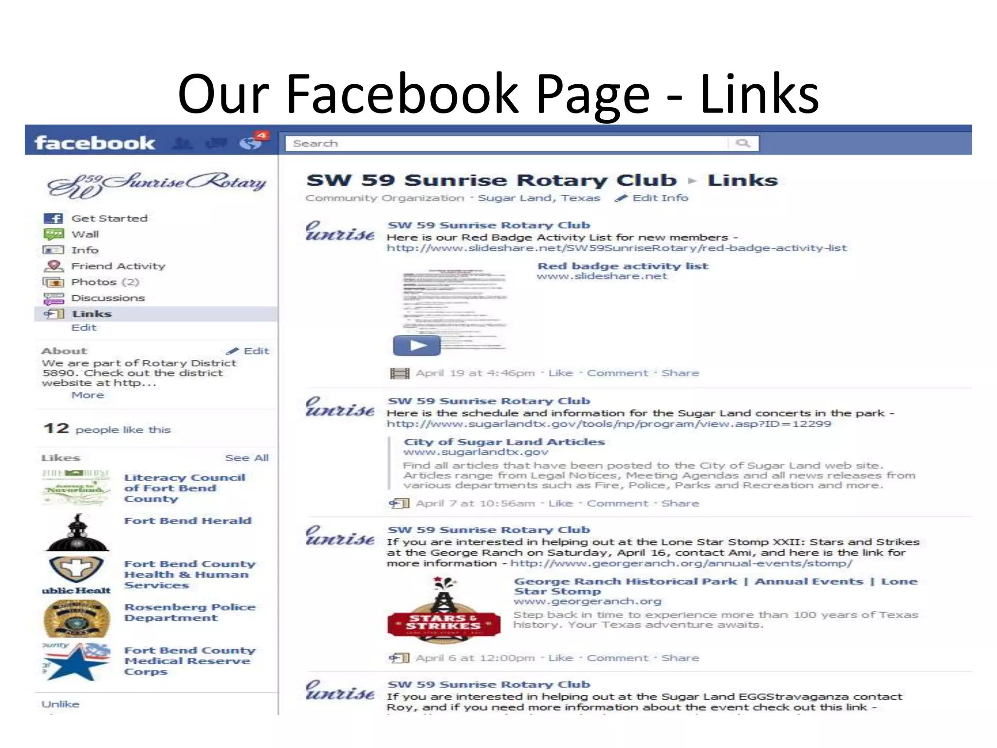 Our Facebook Page - Links