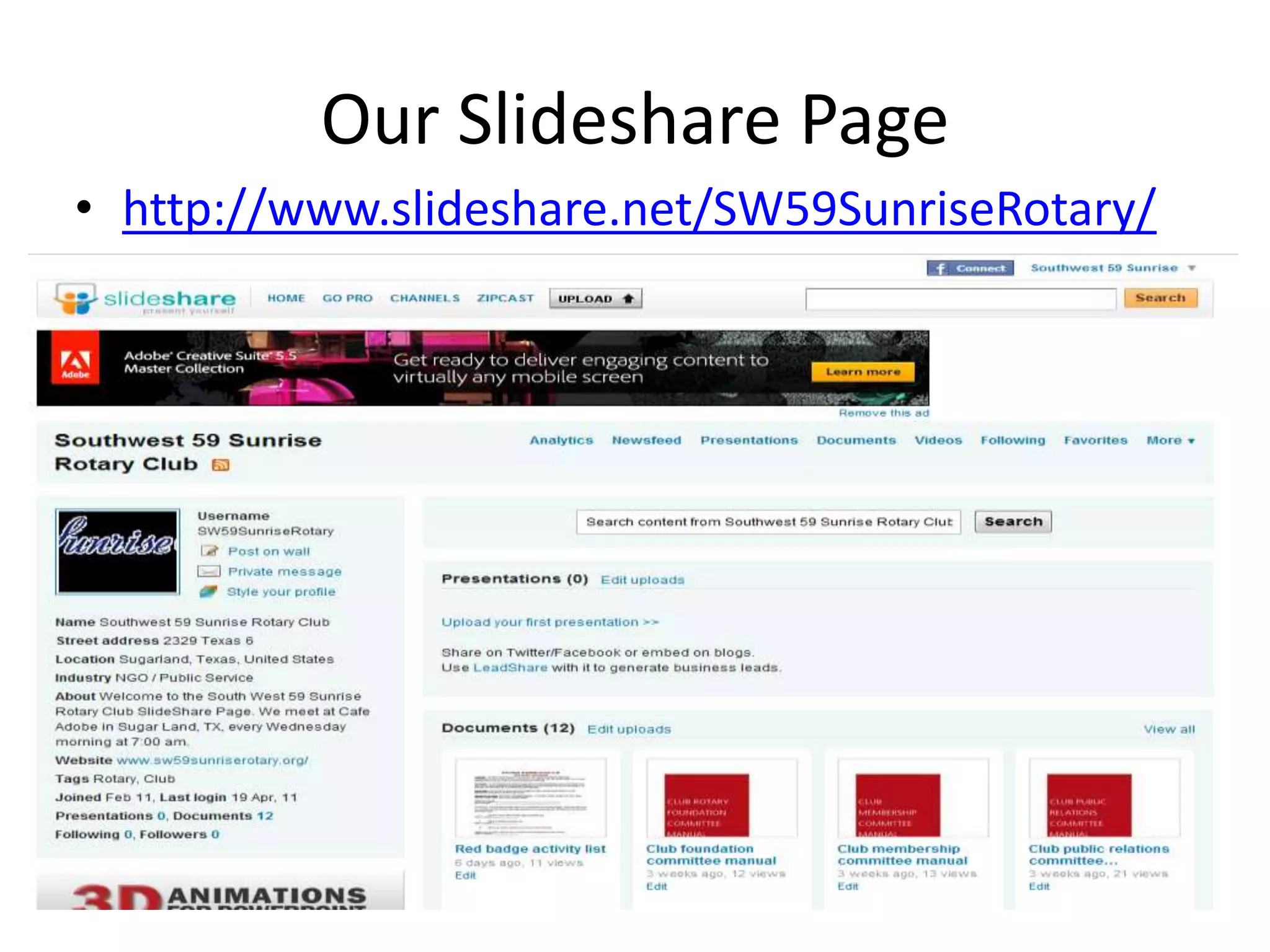 Our Slideshare Pagehttp://www.slideshare.net/SW59SunriseRotary/